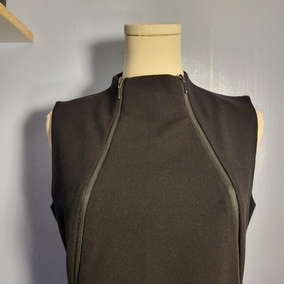 Calvin Klein Medium Classic Black Mid Neck Sleeveless Zippered Timeless Dress - Picture 3 of 8